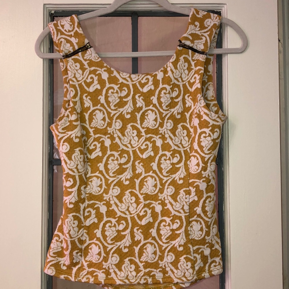 Yellow and white timing brand tank top